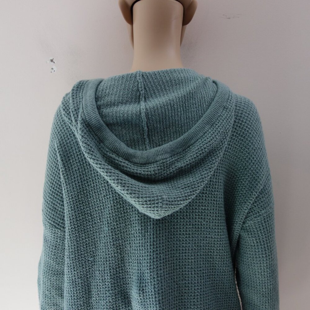Aerie Waffle Knit Hoodie Sweater Overcast Green Oversized (XS) NWOT! - Picture 8 of 12
